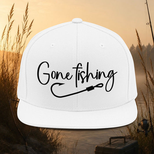 Gone Fishing Snapback Hat — Embroidered Fishing Cap for Anglers