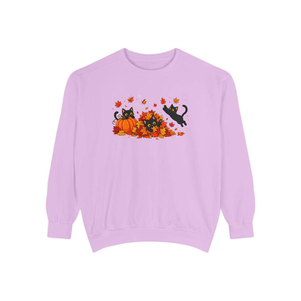 Black Cat & Pumpkin Patch Crewneck for Autumn Porch Nights