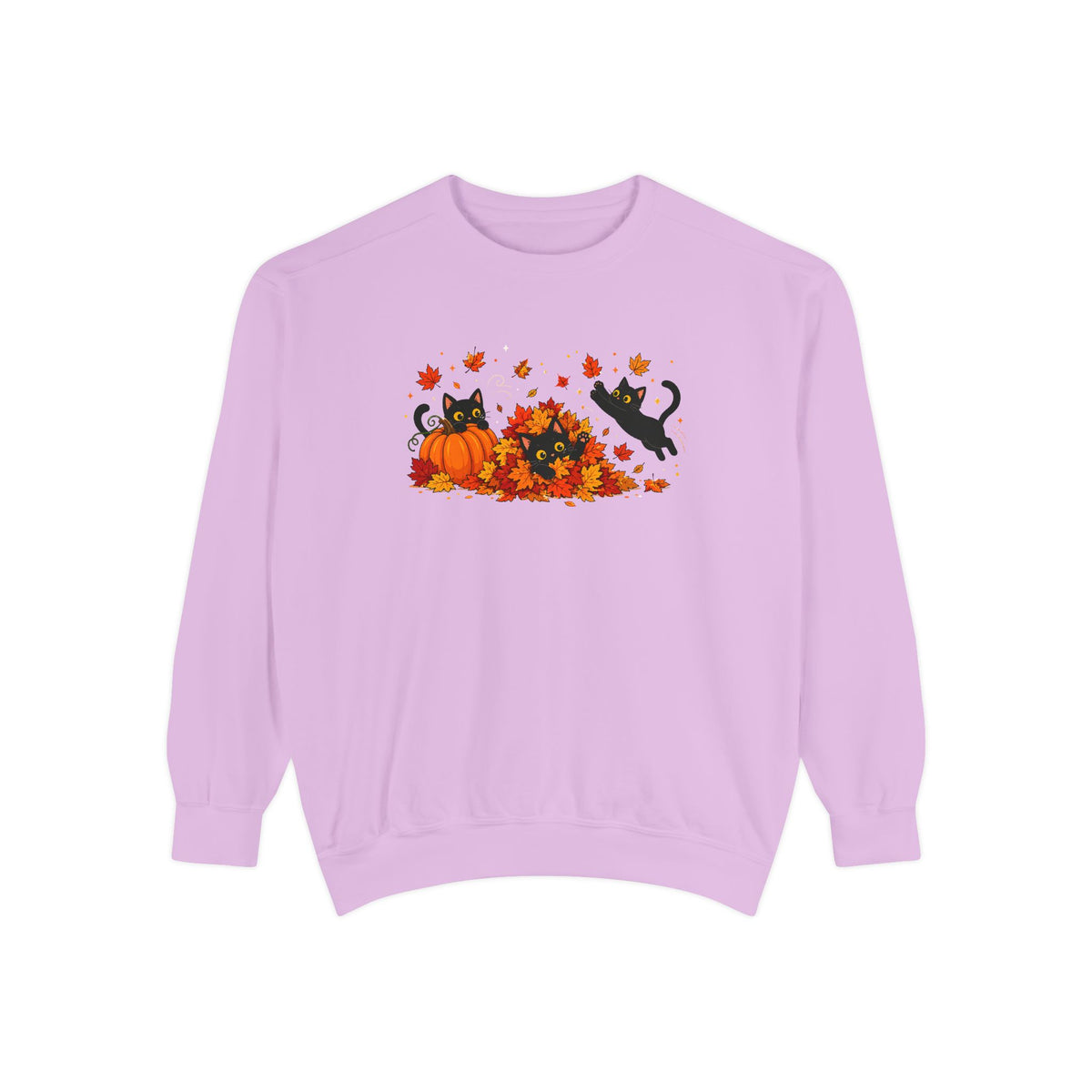 Black Cat & Pumpkin Patch Crewneck for Autumn Porch Nights