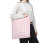 Pastel Pink Gingham Checkered Canvas Everyday Tote