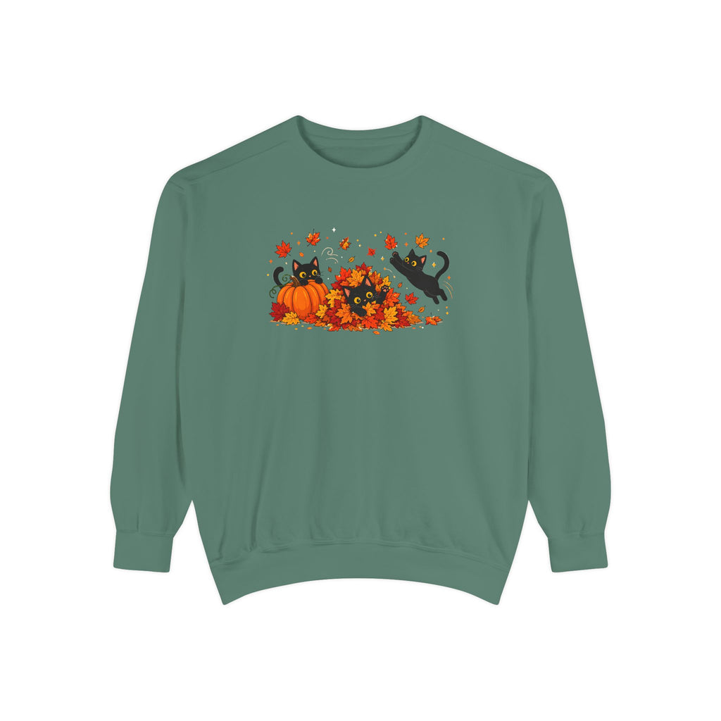 Black Cat & Pumpkin Patch Crewneck for Autumn Porch Nights