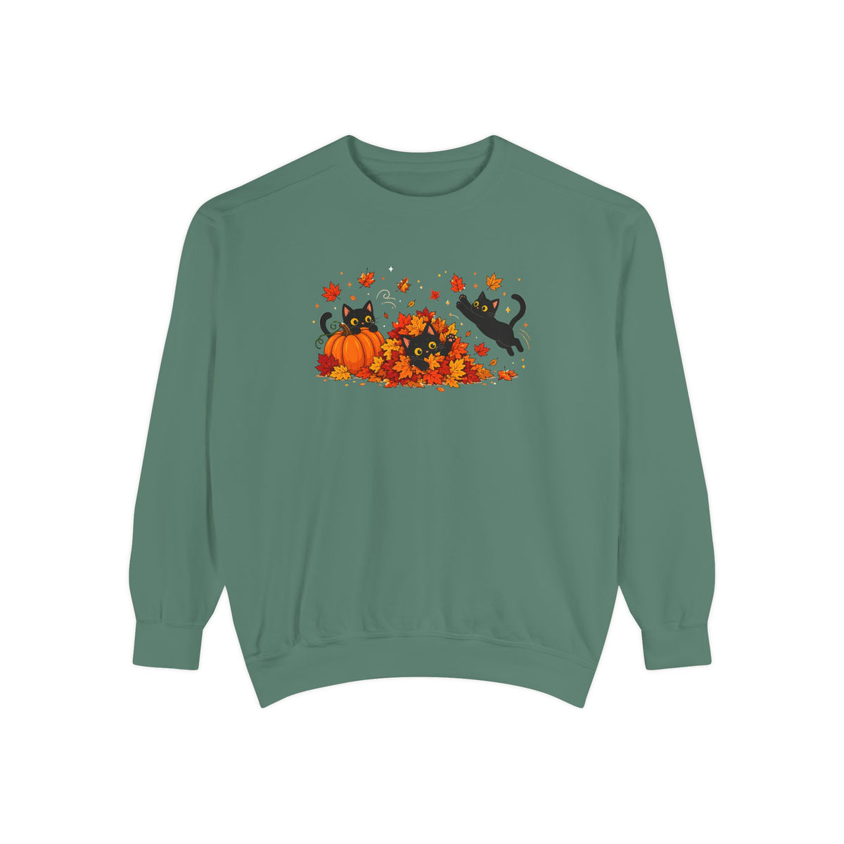 Black Cat & Pumpkin Patch Crewneck for Autumn Porch Nights