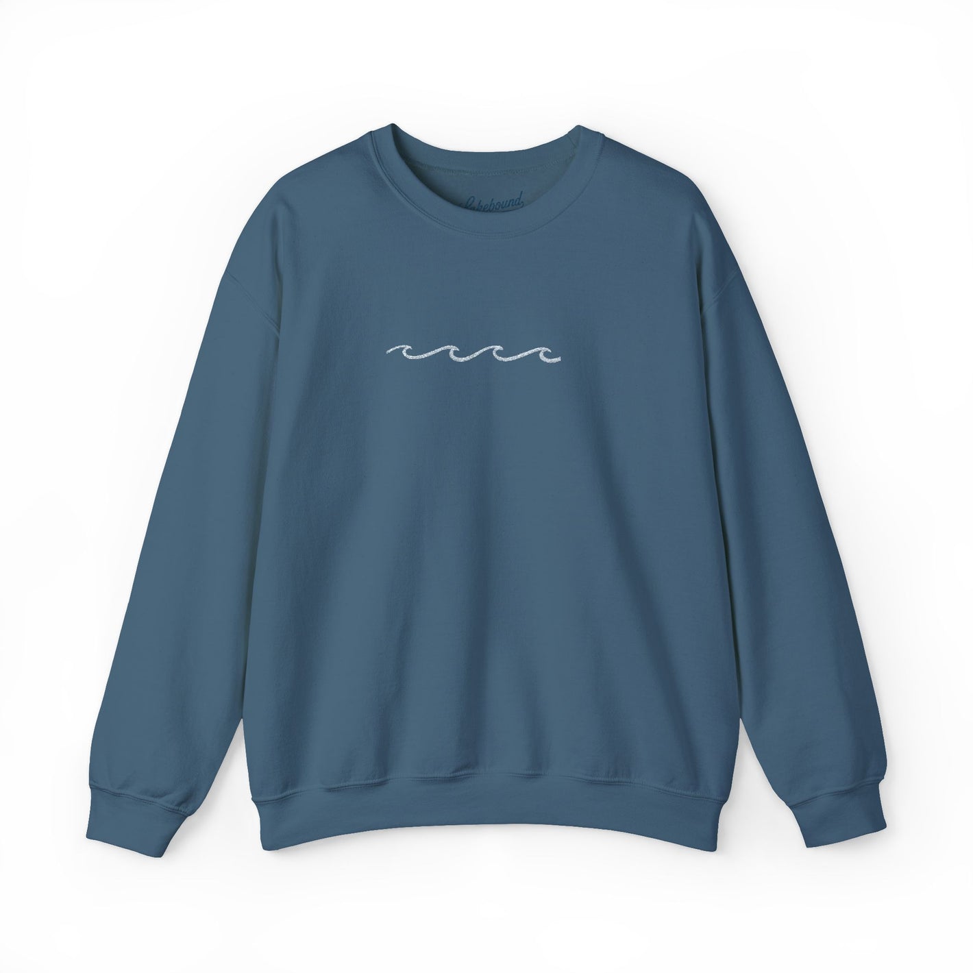 Minimal Embroidered Wave - Crewneck Sweatshirt