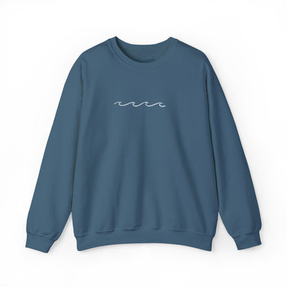 Minimal Embroidered Wave - Crewneck Sweatshirt
