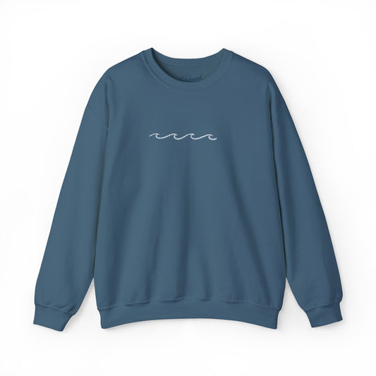 Minimal Embroidered Wave - Crewneck Sweatshirt