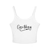 Gone Fishing Tank Top — Women's Spaghetti Strap Crop Tank - Solid White Blend