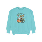 Fall Camper Crewneck with Autumn Cabin Illustration