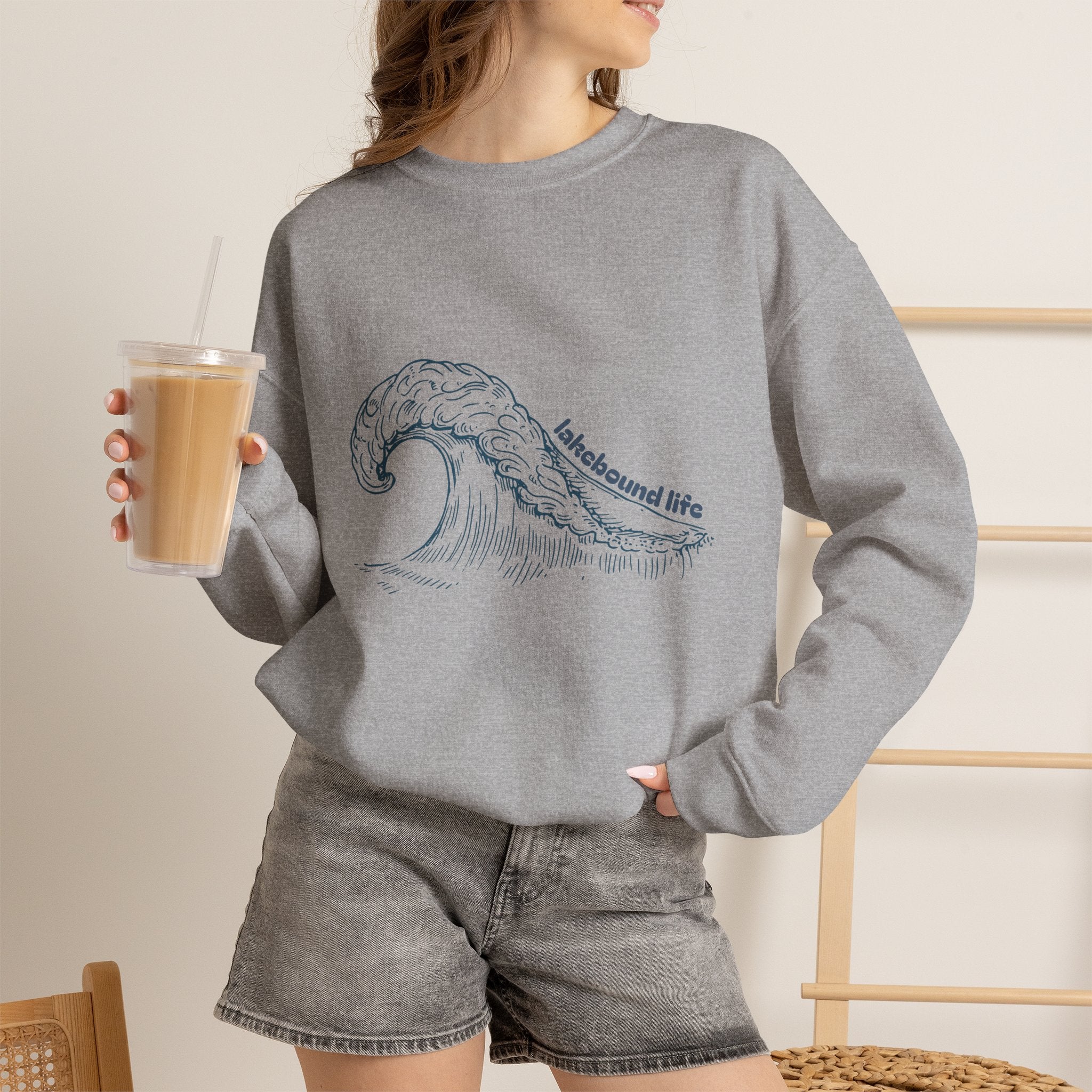 Lakebound Life Wave Crewneck