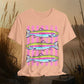 Rainbow Trout Graphic Tee — Colorful Fish Stripes T-Shirt
