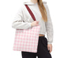Pastel Pink Gingham Checkered Canvas Everyday Tote
