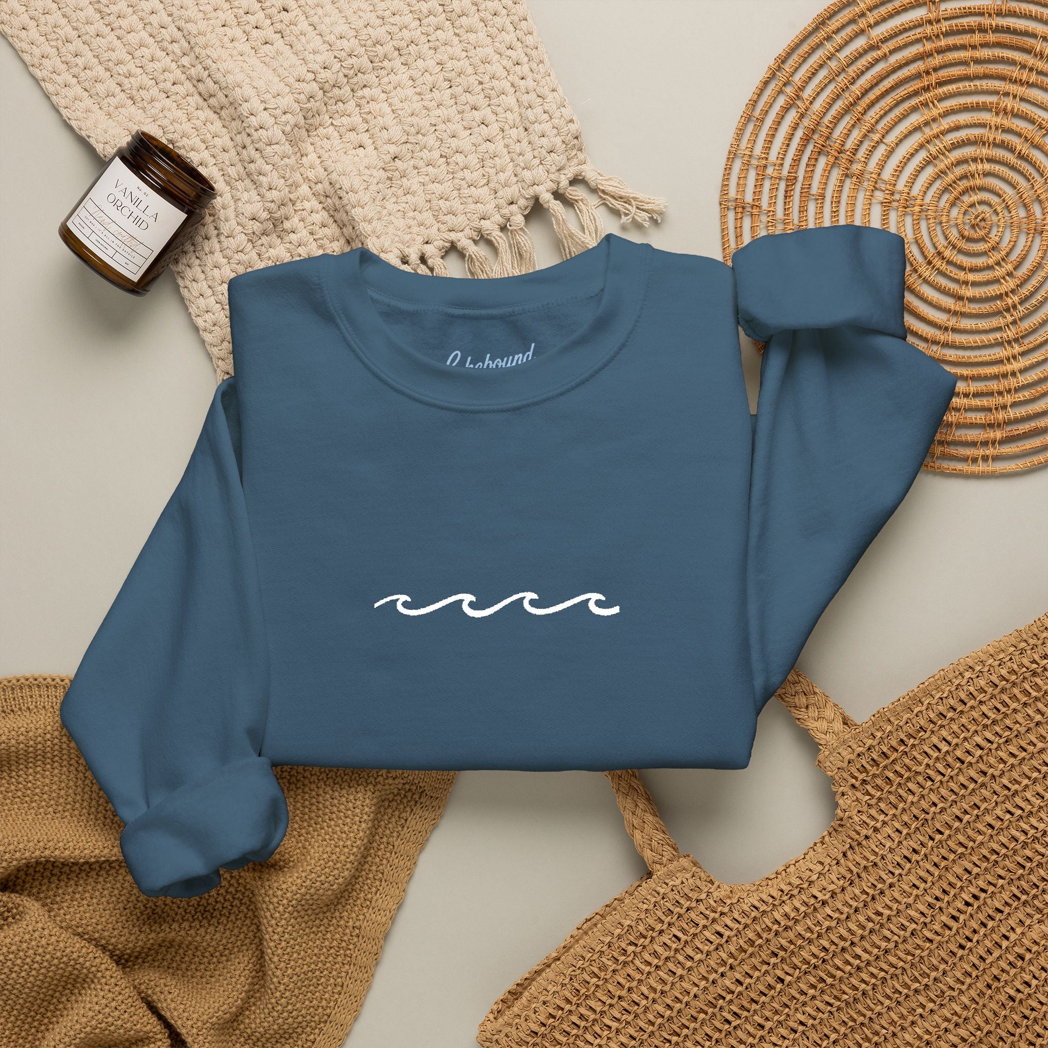 Embroidered Wave Crewneck