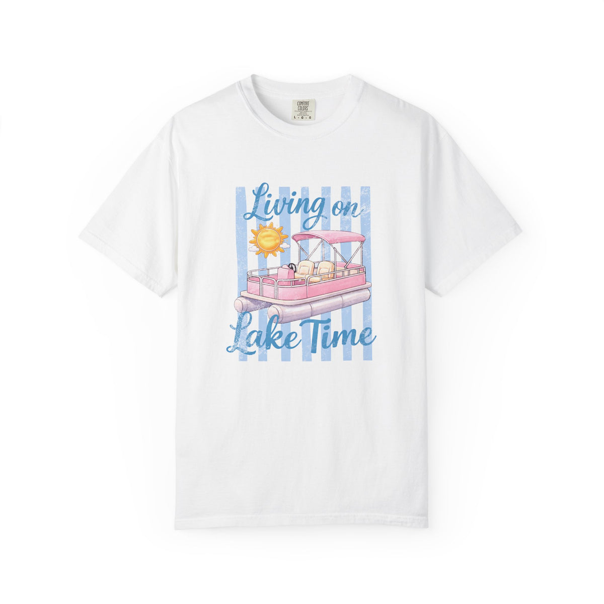 Living on Lake Time" Pontoon T-Shirt