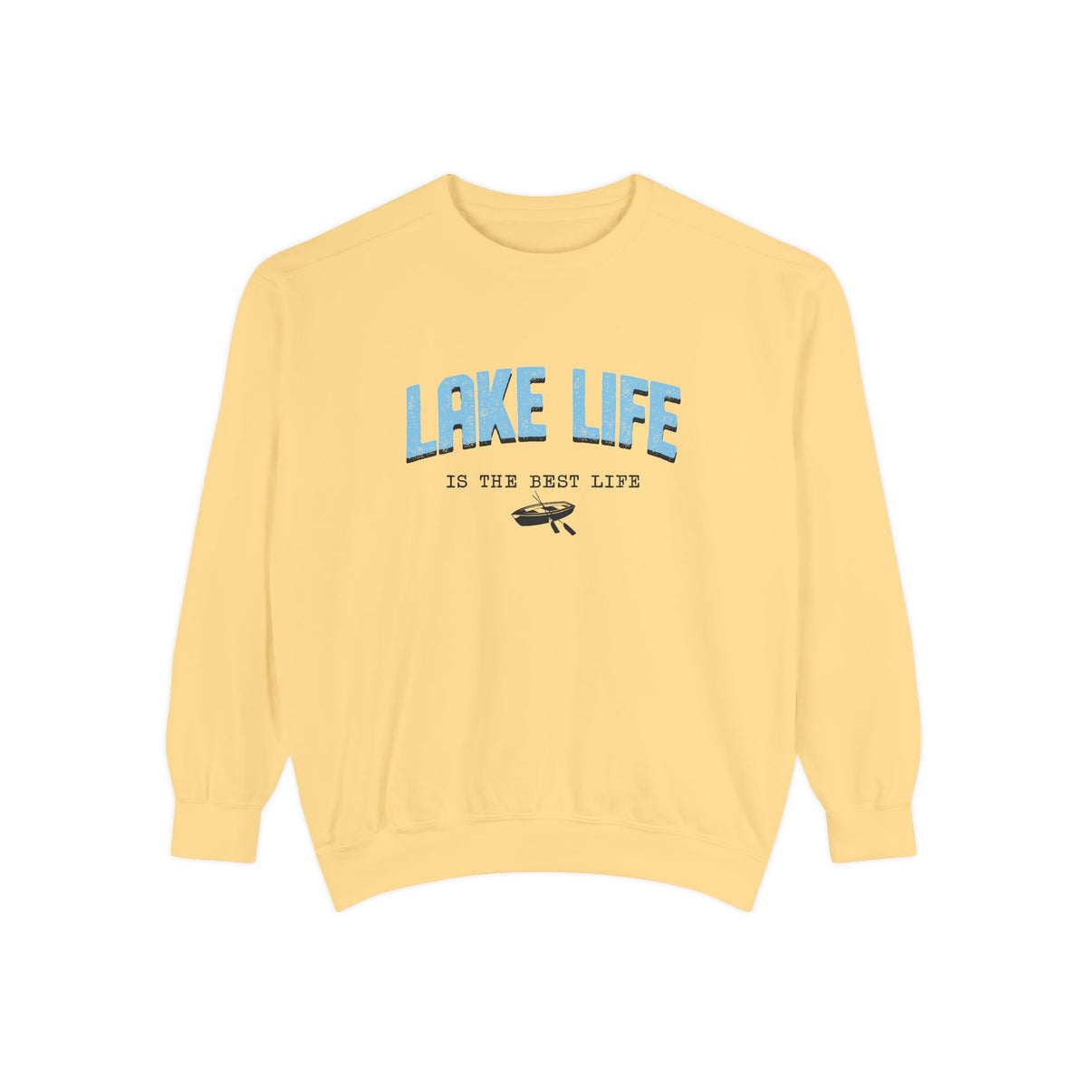 Lake Life Cozy Crewneck with Embroidered Canoe Detail
