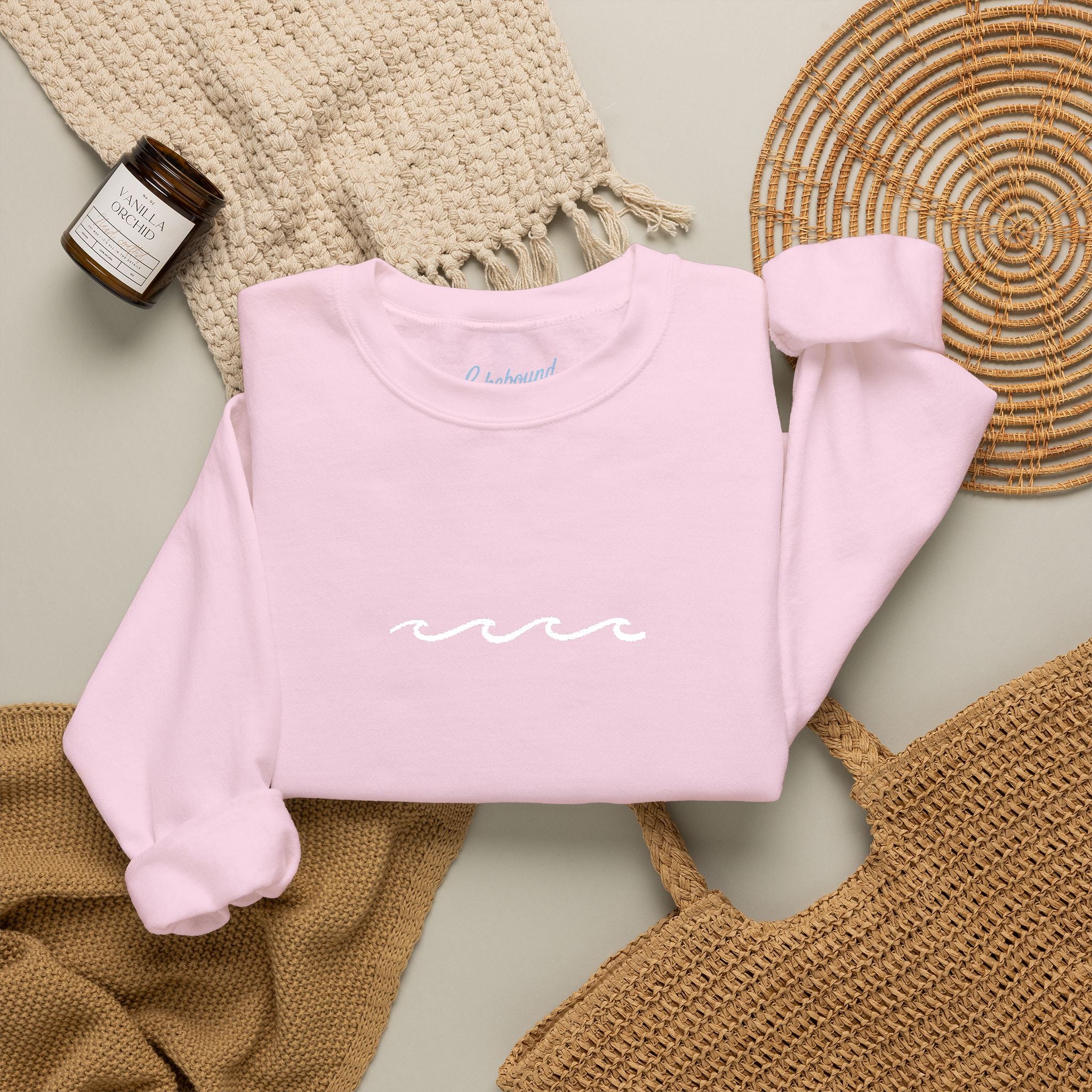 Embroidered Wave Crewneck