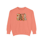 Fall Leopard Plaid Sweatshirt with Autumn Leaves Graphic