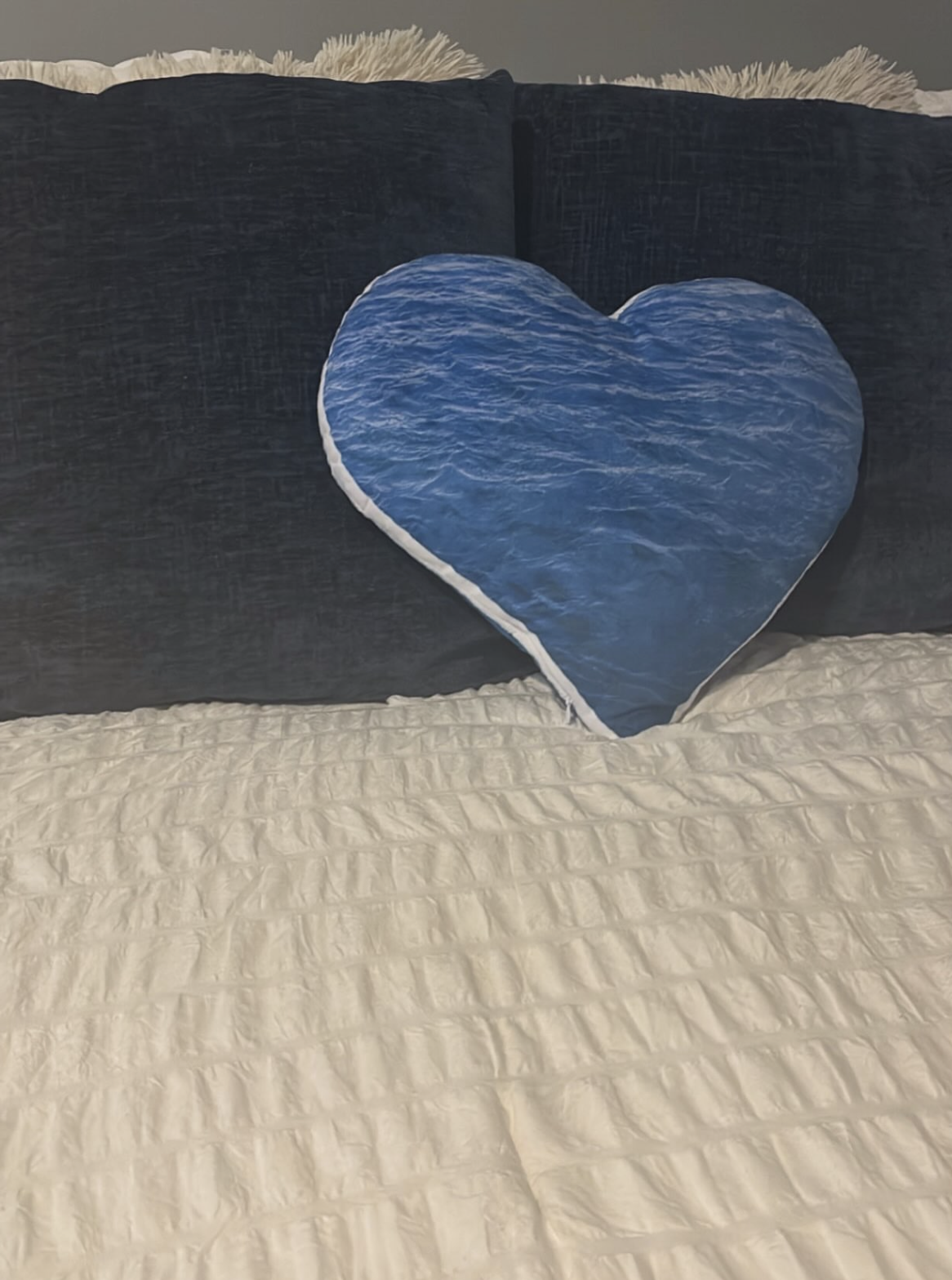 Heart Pillow, Ocean Wave Blue Custom Shaped Decorative Pillow