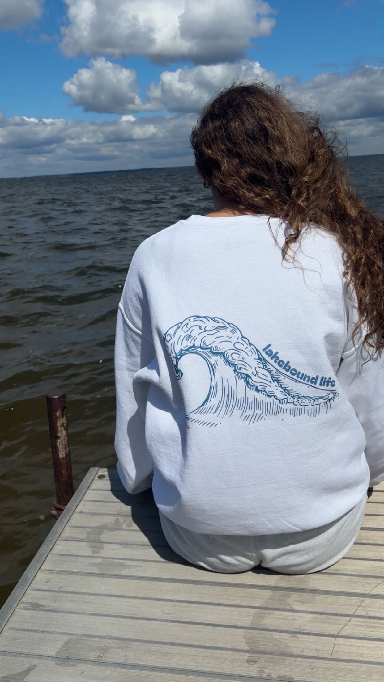 Lakebound Life Wave Front & Back Crewneck