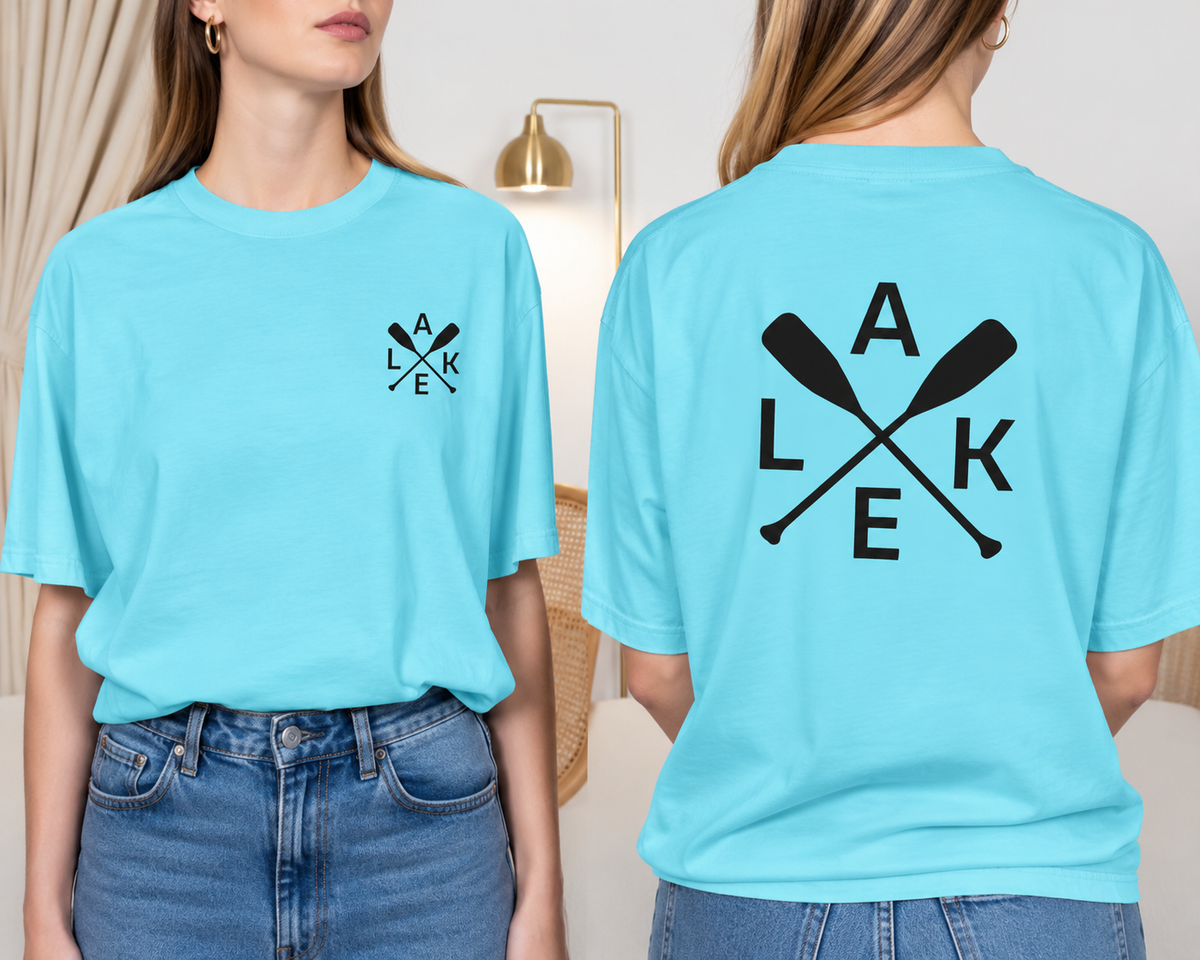 Lake Paddle Tee with Minimal Oar Graphic