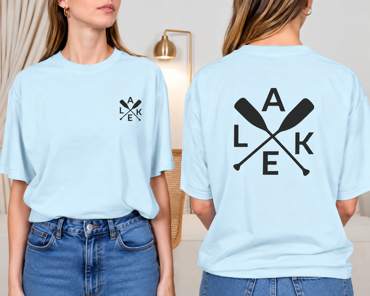 Lake Paddle Tee with Minimal Oar Graphic