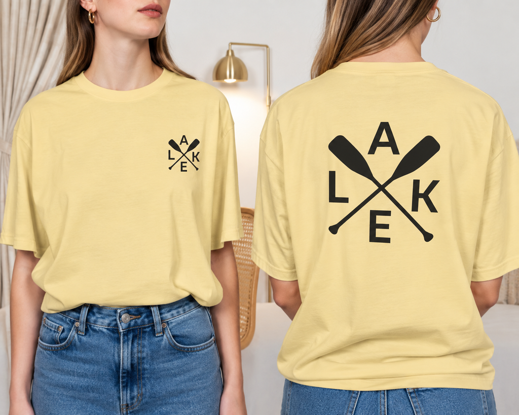 Lake Paddle Tee with Minimal Oar Graphic