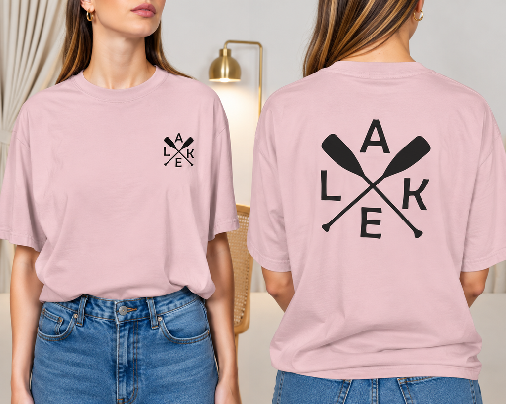 Lake Paddle Tee with Minimal Oar Graphic