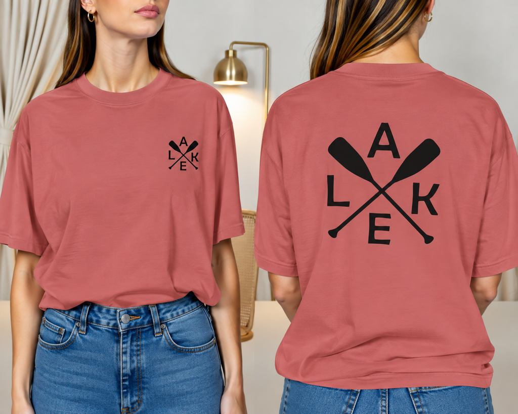 Lake Paddle Tee with Minimal Oar Graphic