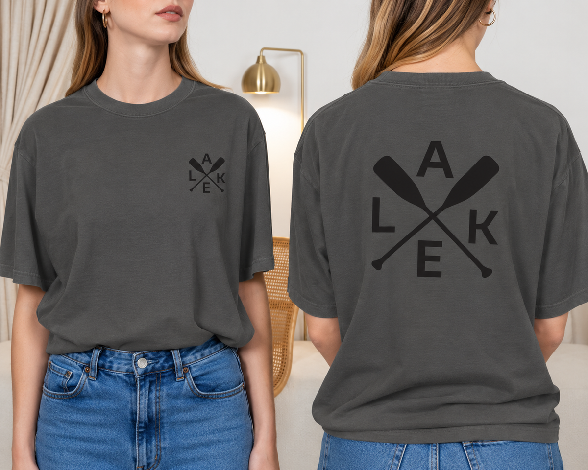 Lake Paddle Tee with Minimal Oar Graphic