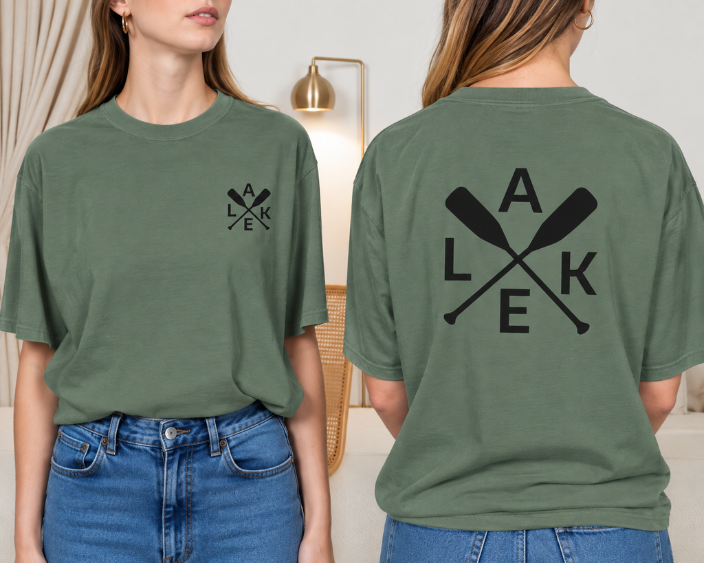 Lake Paddle Tee with Minimal Oar Graphic