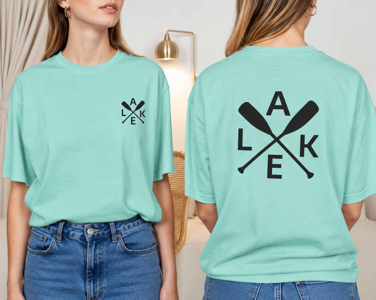Lake Paddle Tee with Minimal Oar Graphic