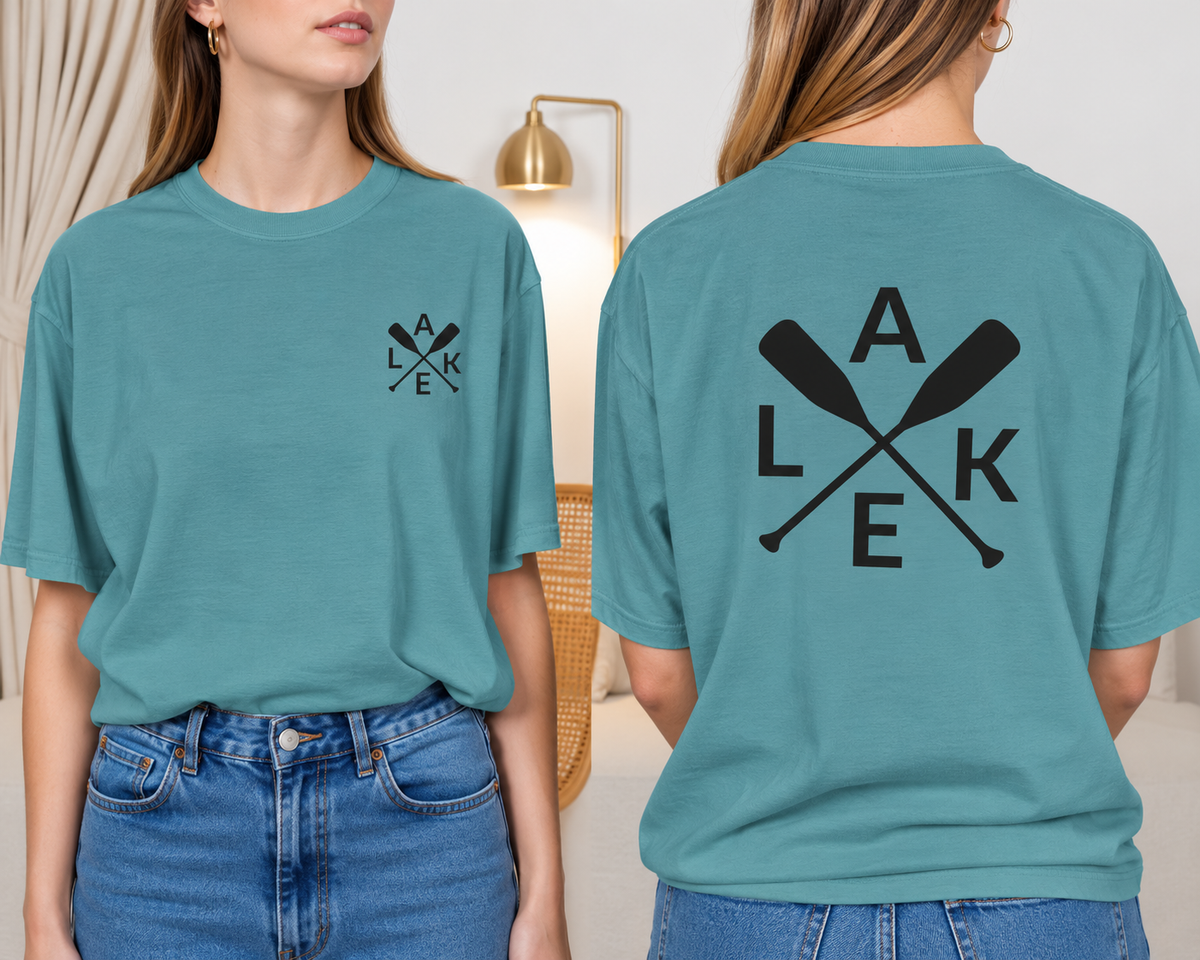 Lake Paddle Tee with Minimal Oar Graphic