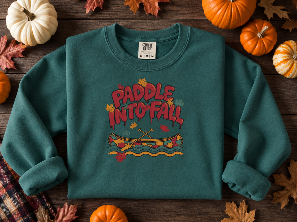 Autumn Canoe Graphic Crewneck Sweatshirt