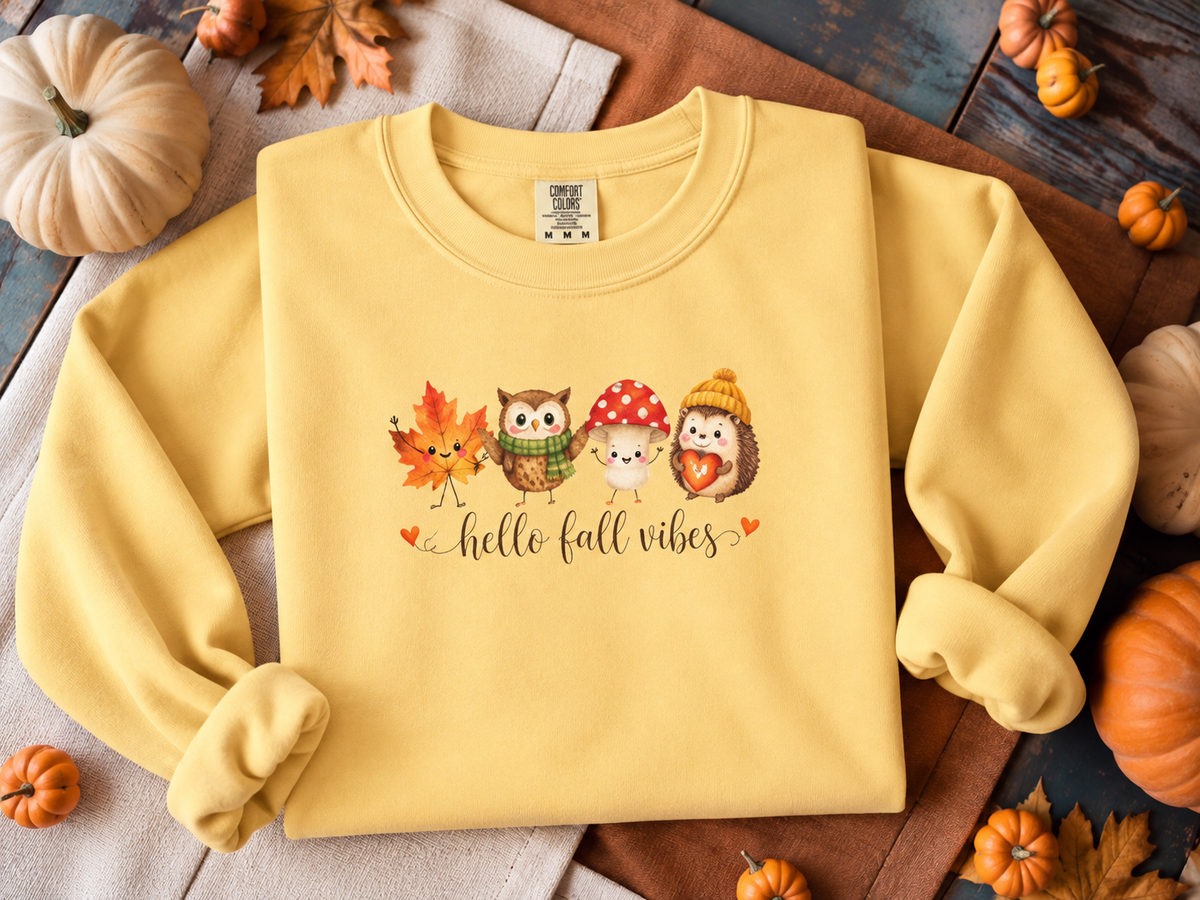 Watercolor Owl and Mushroom Fall Crewneck Sweatshirt