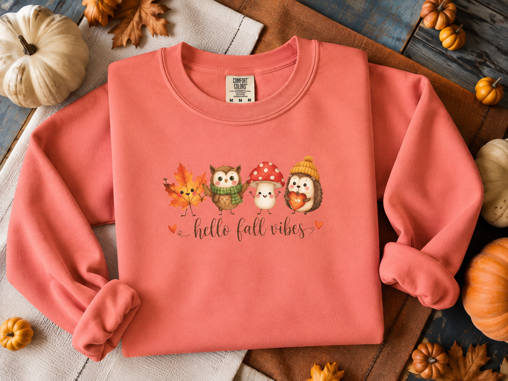 Watercolor Owl and Mushroom Fall Crewneck Sweatshirt