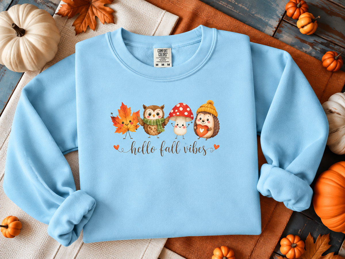 Watercolor Owl and Mushroom Fall Crewneck Sweatshirt