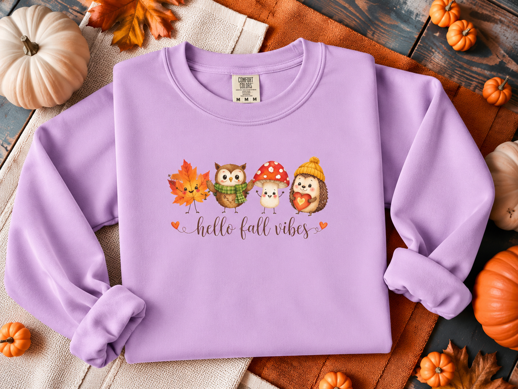 Watercolor Owl and Mushroom Fall Crewneck Sweatshirt