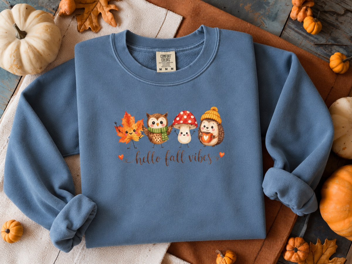 Watercolor Owl and Mushroom Fall Crewneck Sweatshirt
