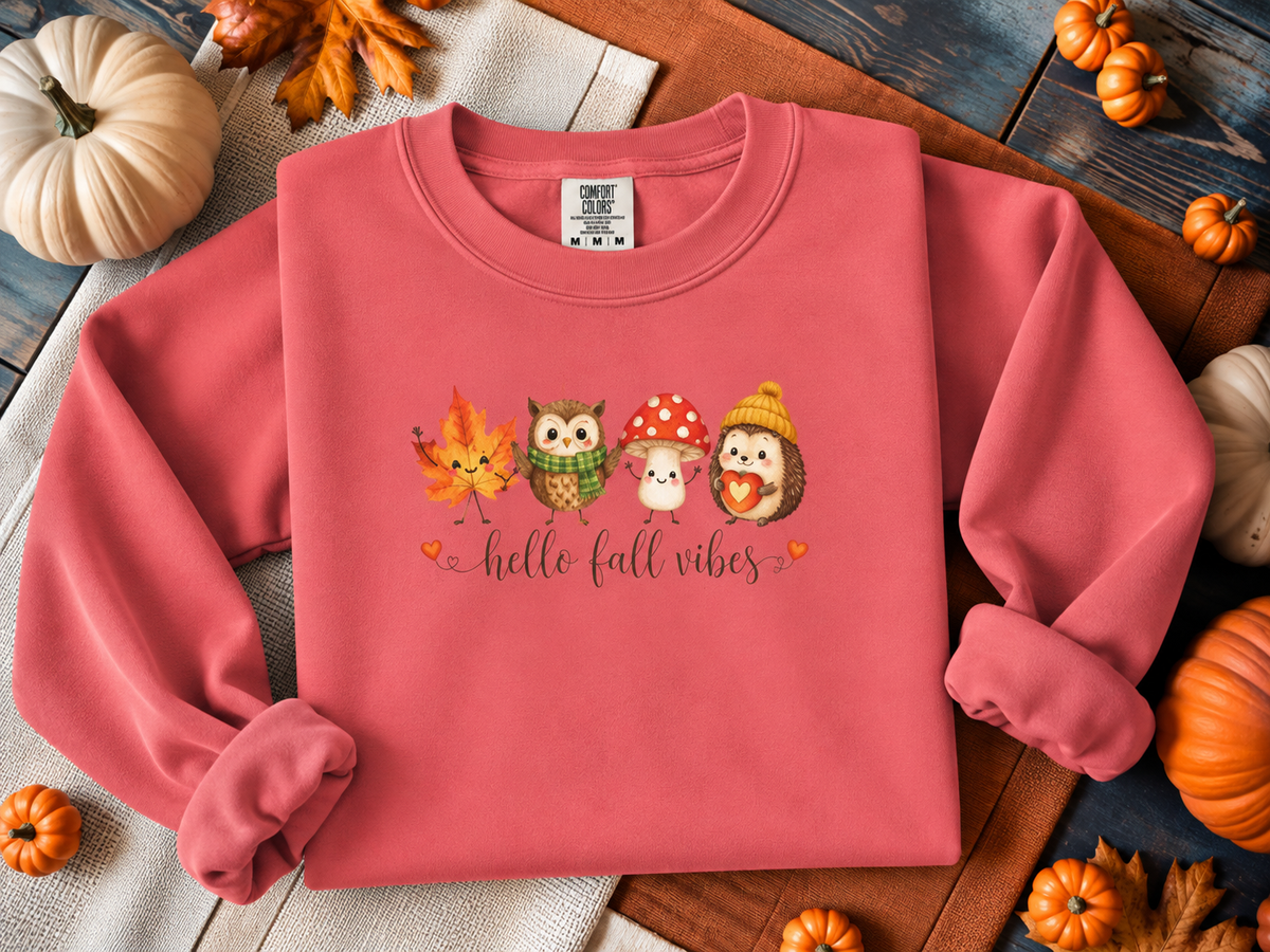 Watercolor Owl and Mushroom Fall Crewneck Sweatshirt