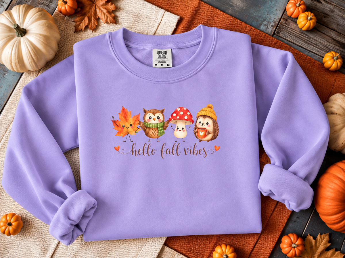 Watercolor Owl and Mushroom Fall Crewneck Sweatshirt