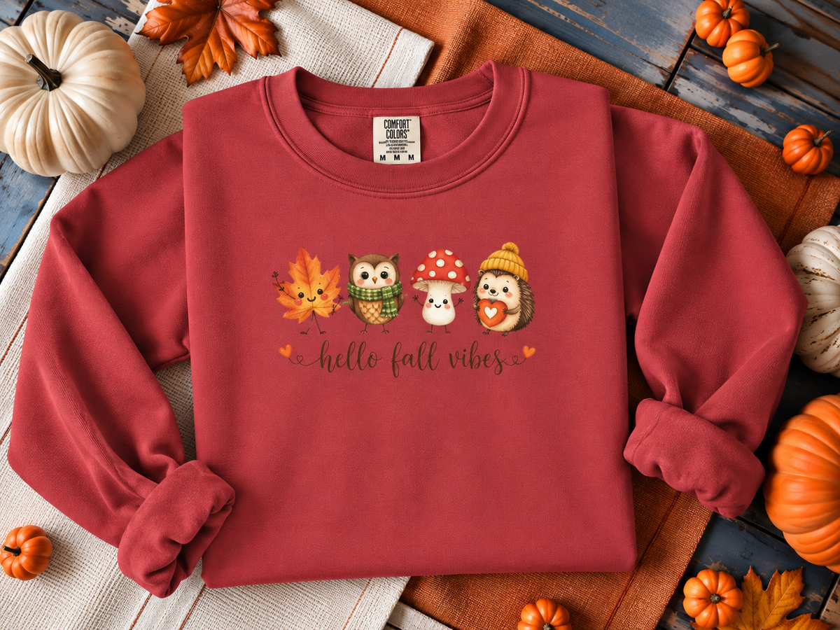 Watercolor Owl and Mushroom Fall Crewneck Sweatshirt