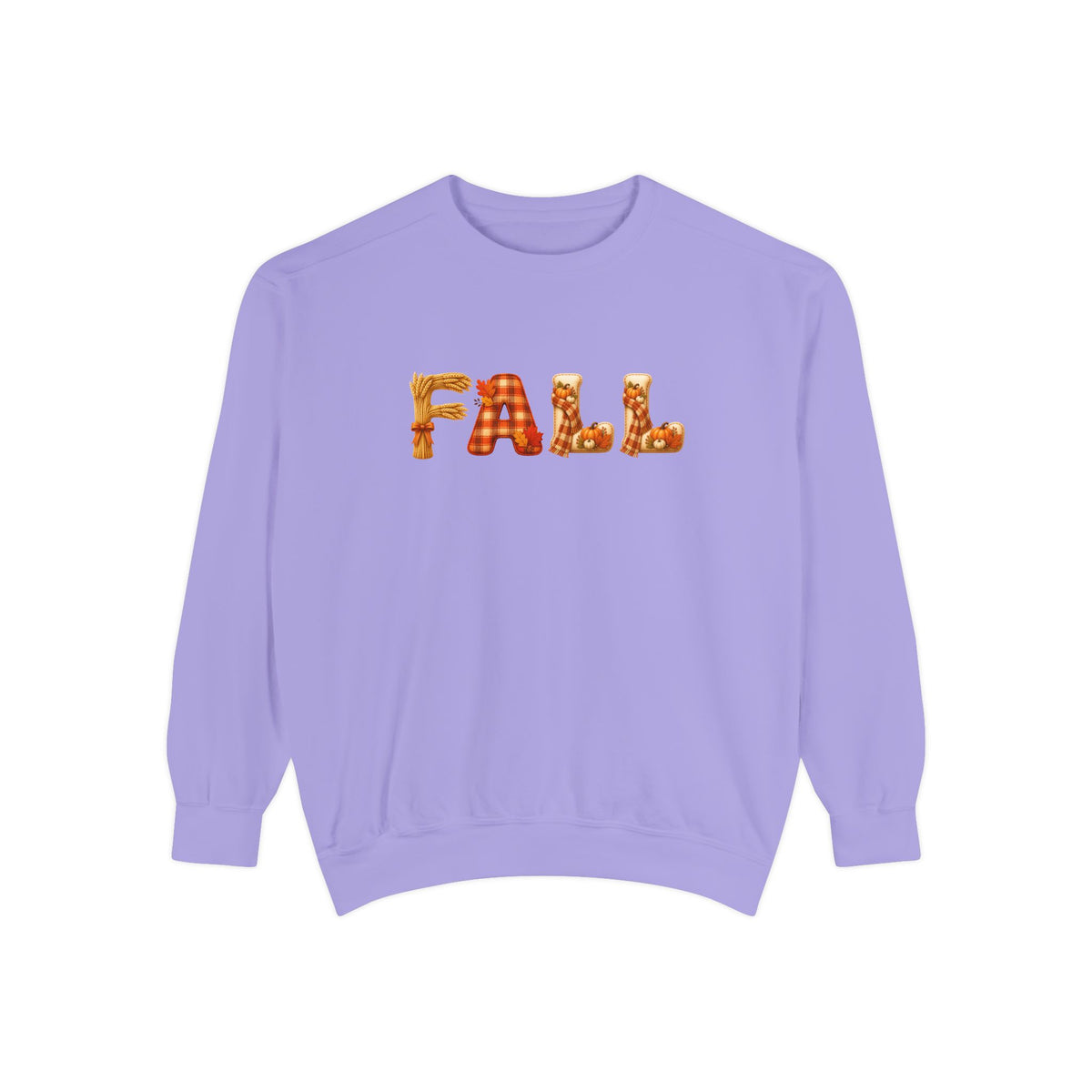 Garment-Dyed FALL Crewneck with Leaf-Strewn Lettering
