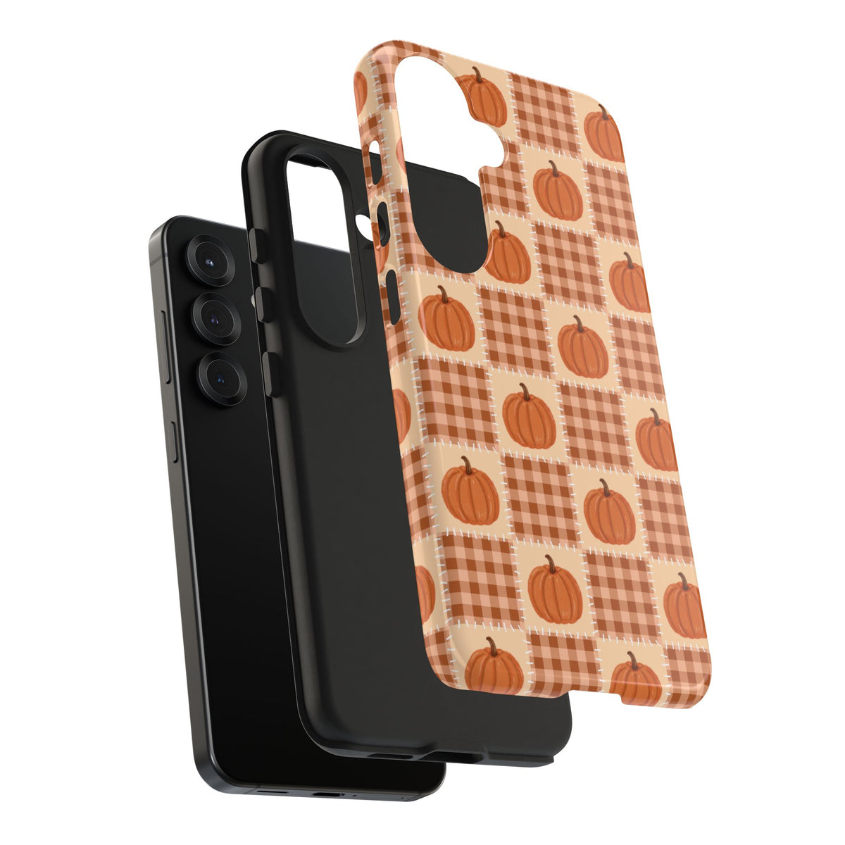 Pumpkin Plaid Tough Phone Case for Fall Harvest Mornings