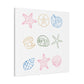 Pastel Coastal Seaside Shells & Starfish Canvas Print