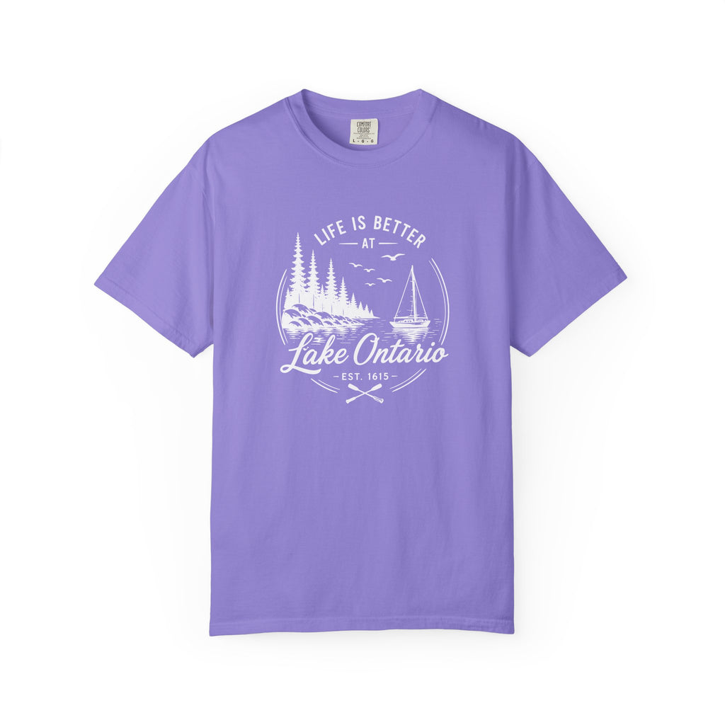 Lake Ontario Tee, Life Is Better at the Lake Sailboat Graphic