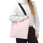 Pastel Pink Gingham Checkered Canvas Everyday Tote