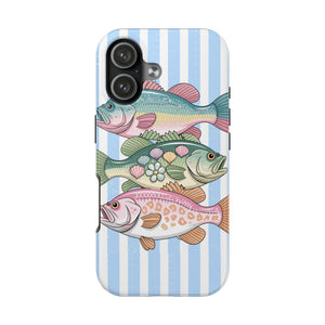 Tough Phone Case: Pastel Fishing Fish Pattern (Striped)