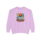 Bonfire Season Pullover with Hand-Drawn Flame Graphic