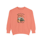 Fall Camper Crewneck with Autumn Cabin Illustration