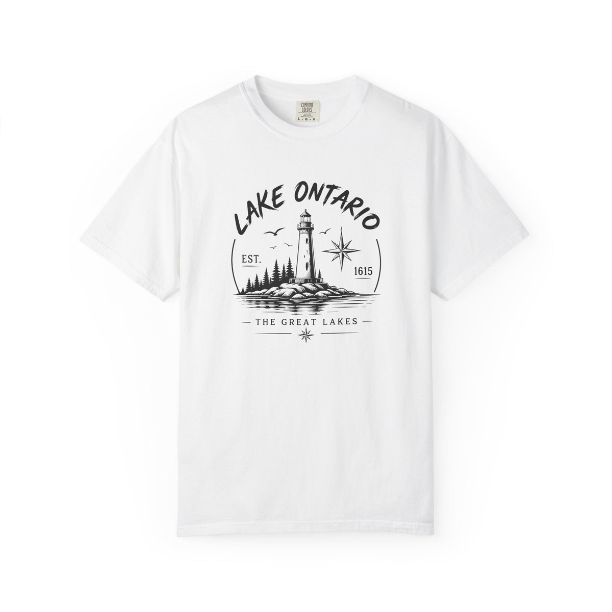 Lake Ontario Lighthouse Tee, Vintage Great Lakes Nautical Print