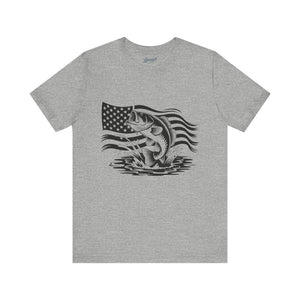 Fishing American Flag T-Shirt: Bass Jumping Design