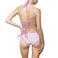 Striped Pink Triangle Bikini — Women's Tie-Side Swimsuit